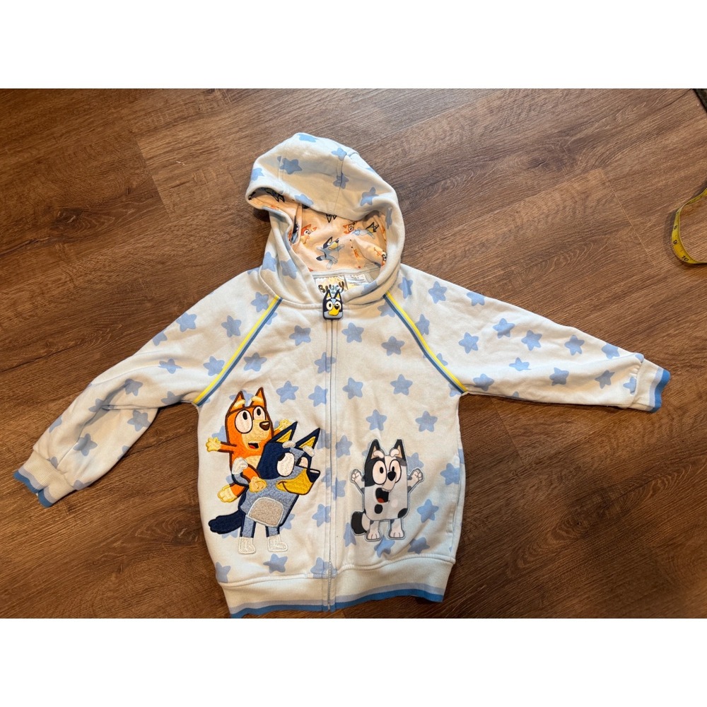 Bluey Boys Nantucket Breeze Star Print Zip Up Hoodie Sweatshirt Size 6